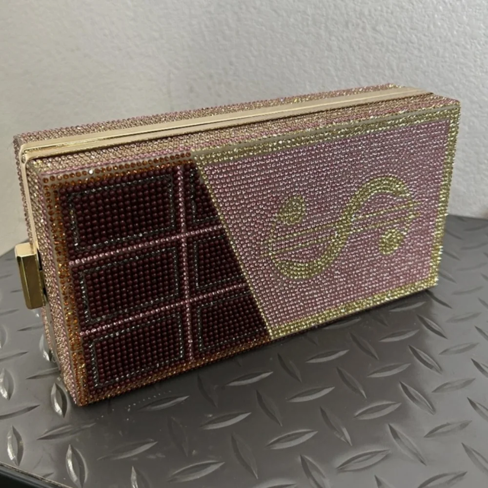 Elegant Pink and Gold Clutch Bag